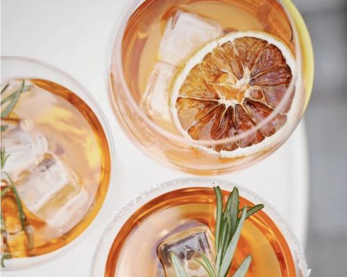 glasses with beverages